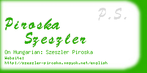 piroska szeszler business card